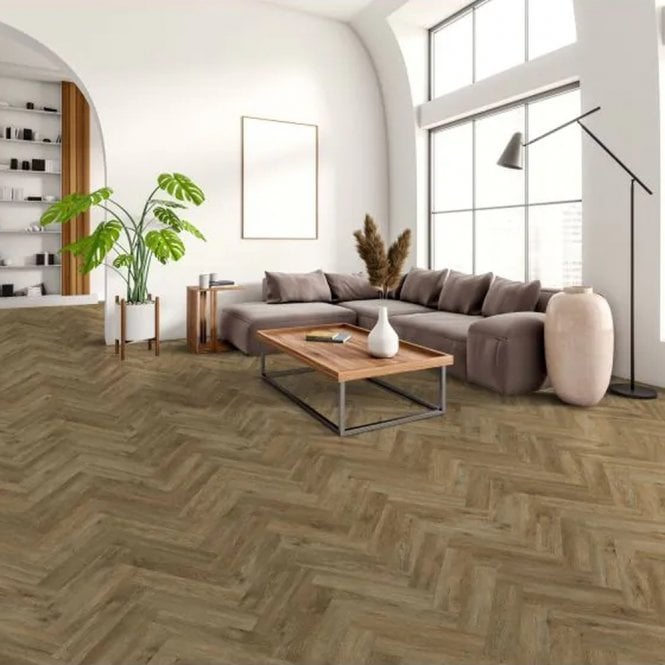 Evergreen Floors Ferrano LVT Fascino Herringbone Aged Burl 