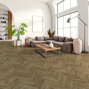 Ferrano LVT Fascino Herringbone Aged Burl Evergreen Floors