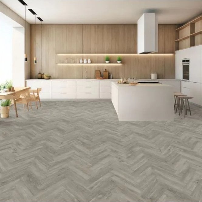 Evergreen Floors Ferrano LVT Fascino Herringbone Clouded Timber 