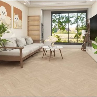 Ferrano LVT Opulenza Herringbone Pale Elm Evergreen Floors
