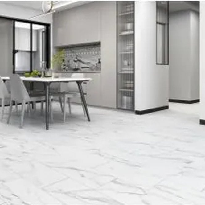 Evergreen Floors Ferrano LVT Palazzo Tile Carrara Bianco 