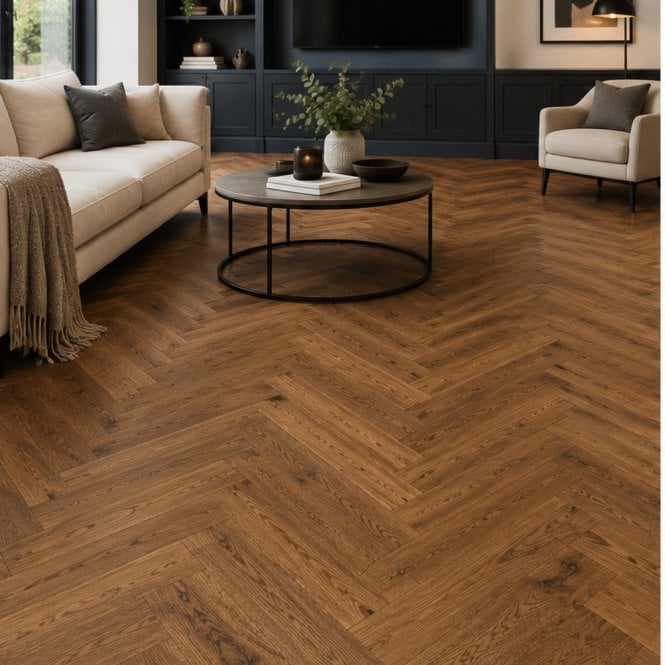 Carpet Line Direct Natures Own 12/2 Herringbone Brushed & Lacquered Antique Oak 