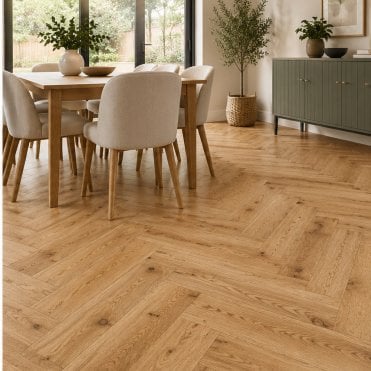 Natures Own 12/2 Herringbone Brushed UV Lacquered Matt Oak Carpet Line Direct
