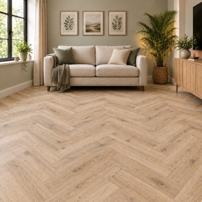 Carpet Line Direct Natures Own 14/3 Herringbone Ghost Handscraped & Lacquered 